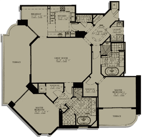 Turnberry Place Floor Plan D - 3 bedroom 2,805 sq ft