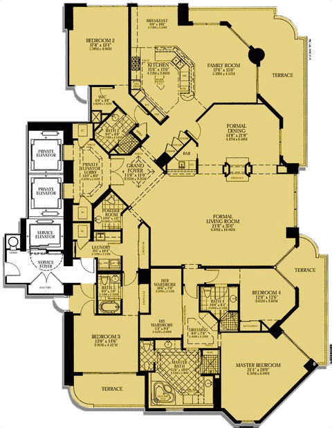 Turnberry Place Floor Plan G - 4 bedroom 5,609 sq ft